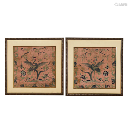 China Qing Dynasty Embroidery with crane pattern