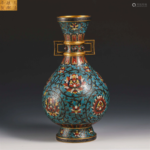 China Qing Dynasty Cloisonne Ornamental Bottle