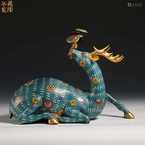 China Qing Dynasty cloisonne deer ornament