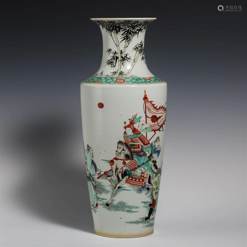 China Qing Dynasty Five-colored character ornamental bottle