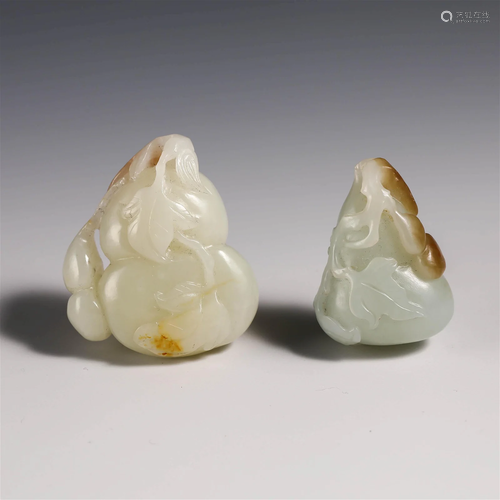 China Qing Dynasty A set of Hetian jade gourd hand-playing p...