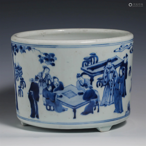 China Qing Dynasty blue and white porcelain pen holder