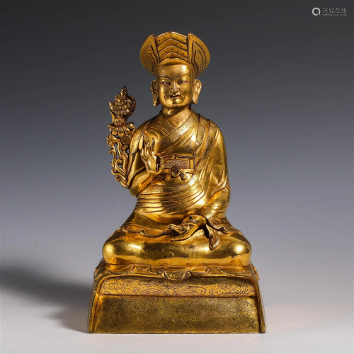 China Qing Dynasty Gilt Bronze Jangka Buddha Statue