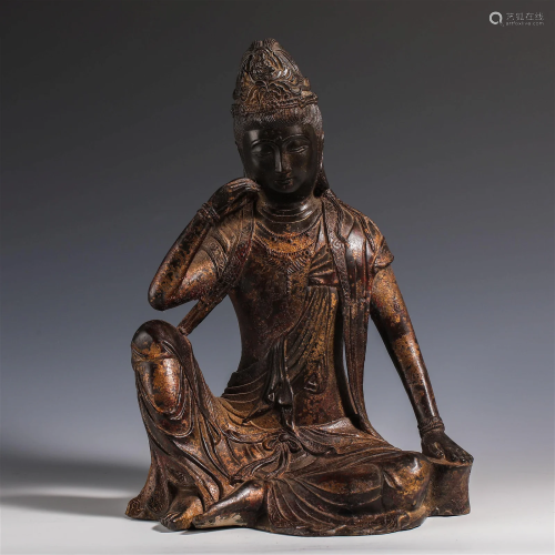 China Ming Dynasty Gilt bronze statue of Avalokitesvara