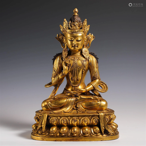 China Qing Dynasty Gilt bronze Buddha statue