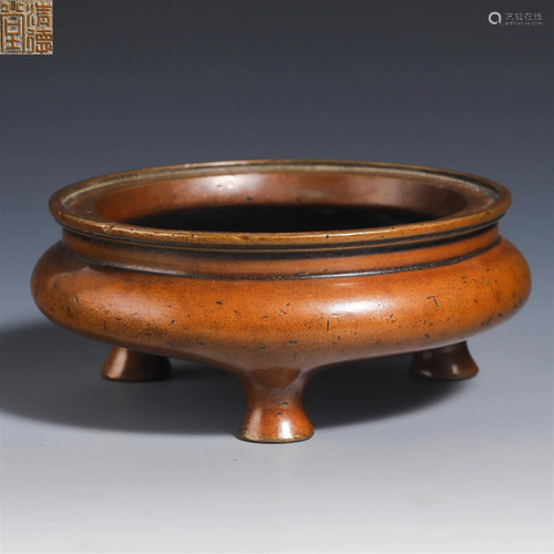 China Qing Dynasty copper incense burner