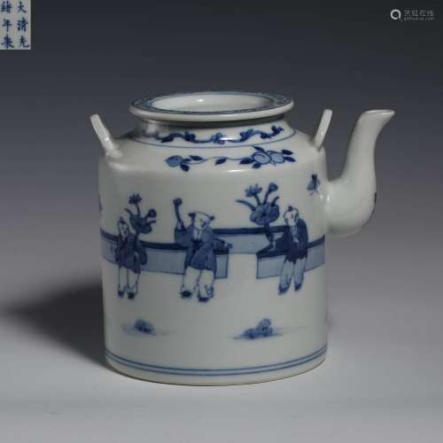 China Qing Dynasty blue and white porcelain pot