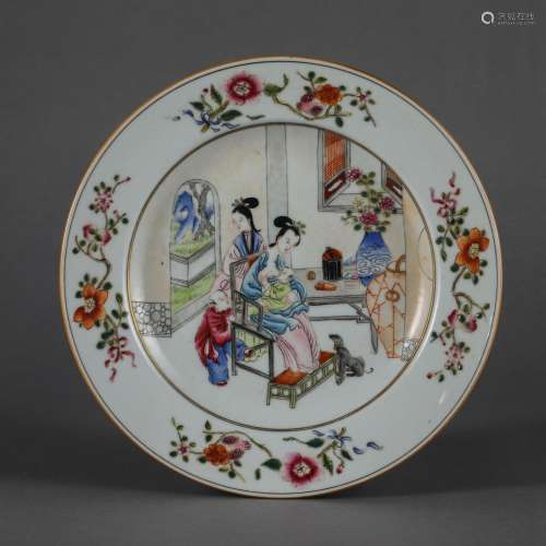 China Qing Dynasty pastel plate