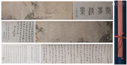 Chinese Flower Painting, Hand Scroll, Zhao Ziang Mark