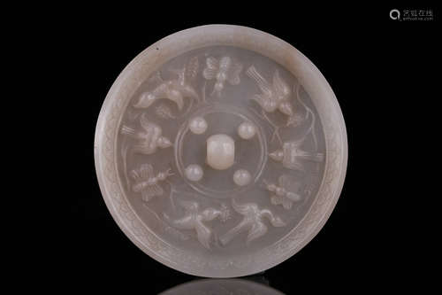 Khotan White Jade Flower And Bird Mirror