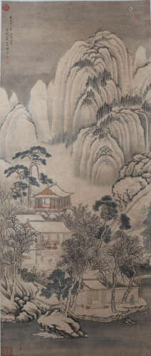 Chinese Landscape And Figure Painting, Wang Meng Mark