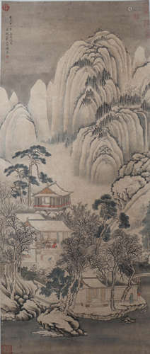 Chinese Landscape And Figure Painting, Wang Meng Mark