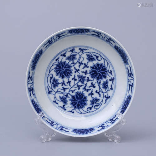 Blue And White Interlocking Lotus Bowl