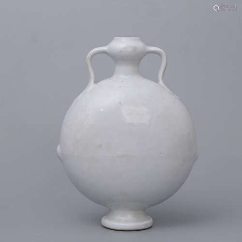 White Glaze Double-Eared Moon Flask