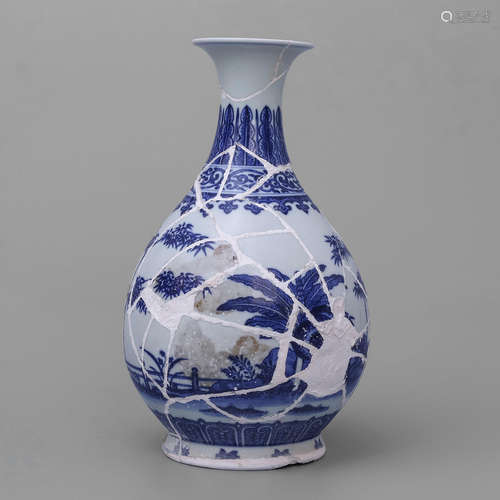 Blue And White Bamboo Yuhuchun Ping Vase