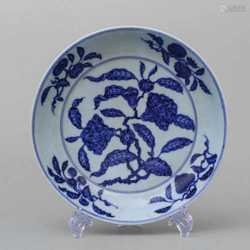 Blue And White Flower And Fruit Plate