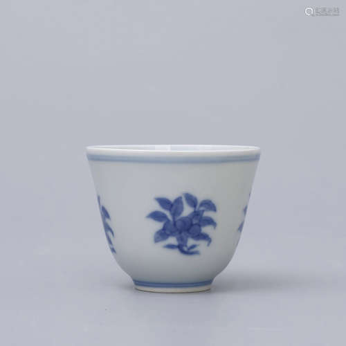 Blue And White Flower And Fruit Cup