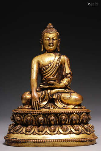 Gilt Bronze Seated  Shakyamuni