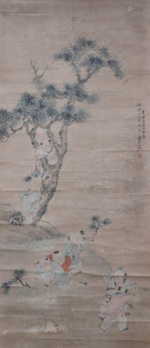 Chinese Boys Playing Painting, Fei Danxu Mark