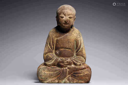 Wood Arhat Seated Buddha