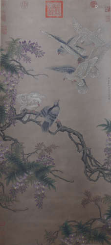 Chinese Flower And Bird Painting, Wang Mian Mark