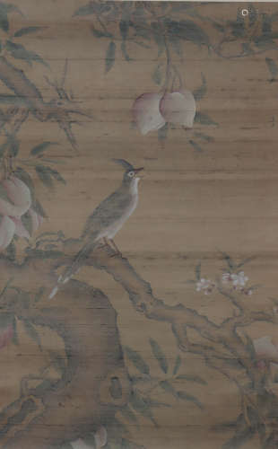 Chinese Flower And Bird Painting, Cui Bai Mark