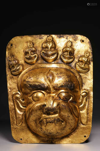 Gilt Bronze Mahakala Plaque