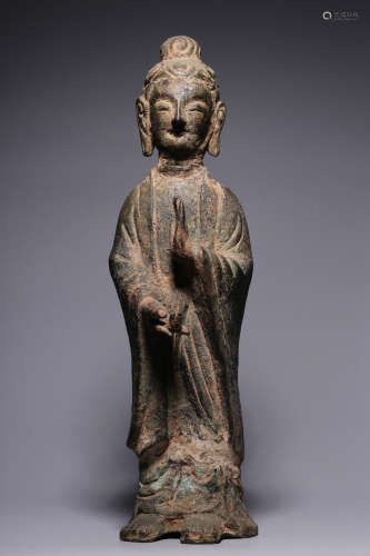 Bronze Standing Guanyin Figure