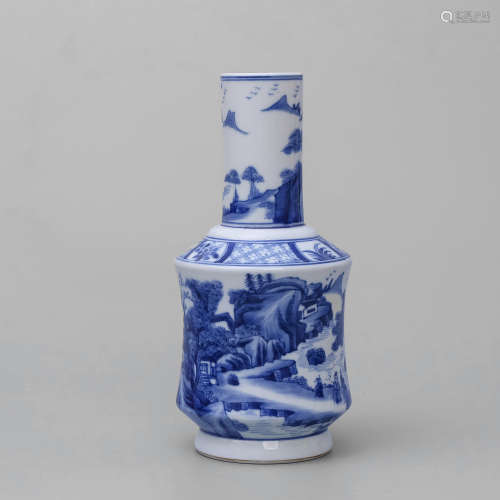 Blue And White Landscape Vase