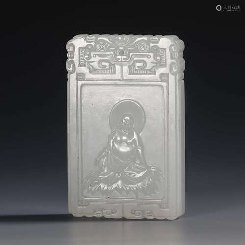 China Qing Dynasty Hetian jade Zigang card