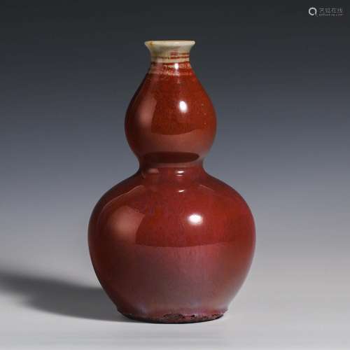 China Qing Dynasty Red-glazed gourd-shaped bottle