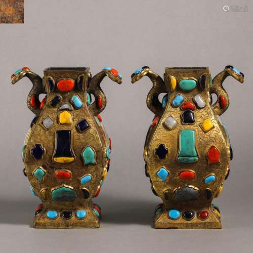 China Liao Dynasty A pair of copper bottles