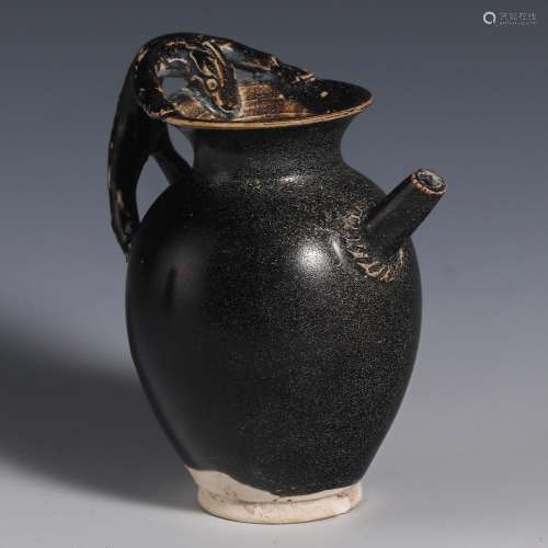China Song Dynasty Black glaze portable pot