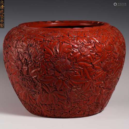 China Qing Dynasty tick red roll cylinder