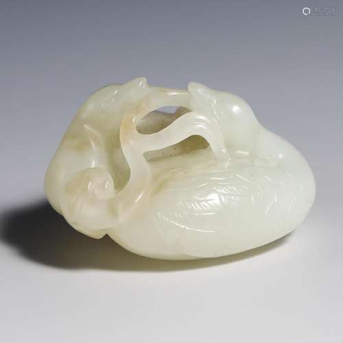 China Qing Dynasty Jade Double Goose