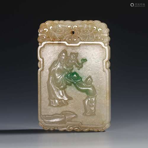China Qing Dynasty Emerald card