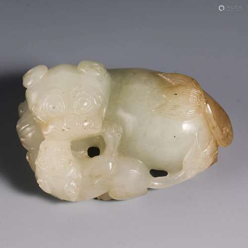 China Qing Dynasty Jade Beast