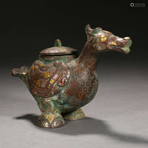 Han Dynasty of China,Inlaid Gold and Silver Beast Pot