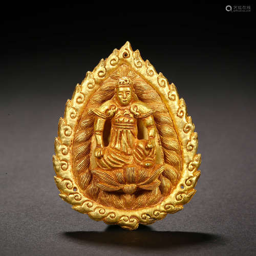 Liao Dynasty of China,Pure Gold Buddhist Pendant