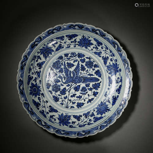 Yuan Dynasty of China,Blue and White Goose Plate