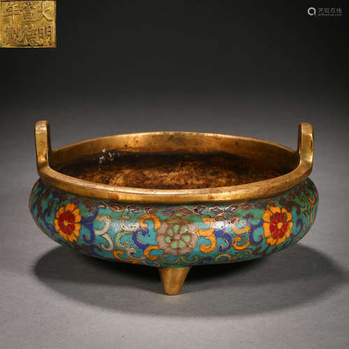 Ming Dynasty of China, Copper Cloisonne Incense Burner