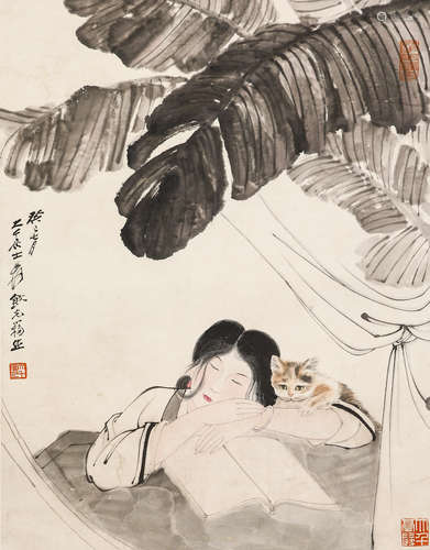 Chinese Ink Painting,Zhang Daqian Painting of Beautiful Wome...