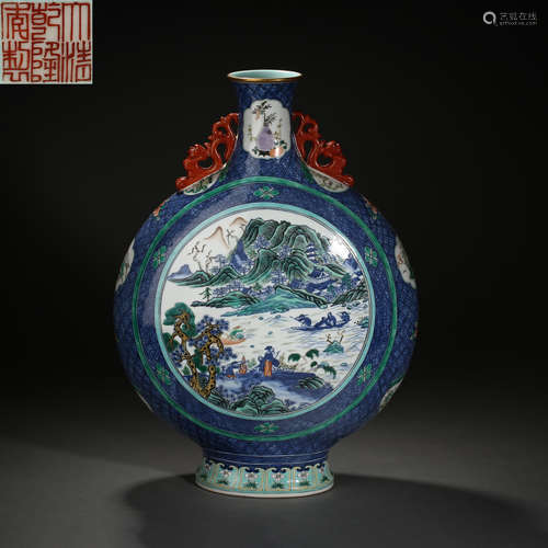 Qing Dynasty of China,Landscape Character Moon Holding Bottl...