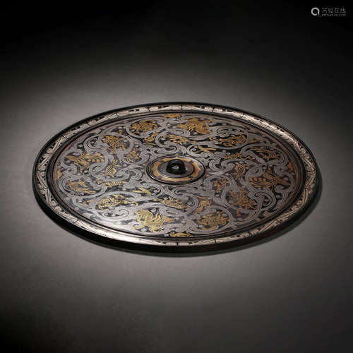 Han Dynasty of China,Inlaid Gold and Silver Copper Mirror