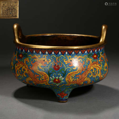 Ming Dynasty of China, Copper Cloisonne Incense Burner