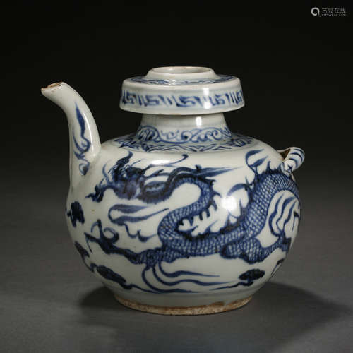 Yuan Dynasty of China,Blue and White Dragon Pattern Holding ...