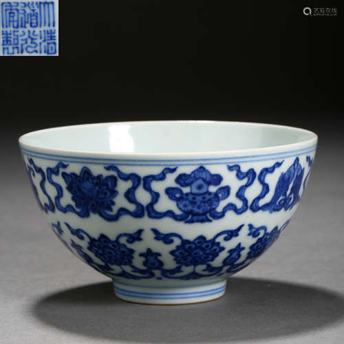 Qing Dynasty of China,Blue and White Hundred Treasures Bowl