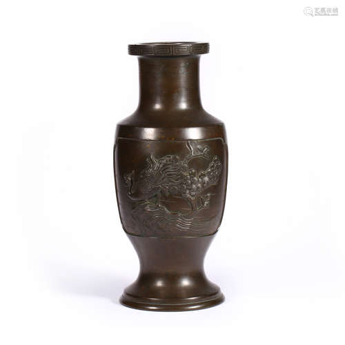 Qing Dynasty of China,Copper Phoenix Pattern Vessel