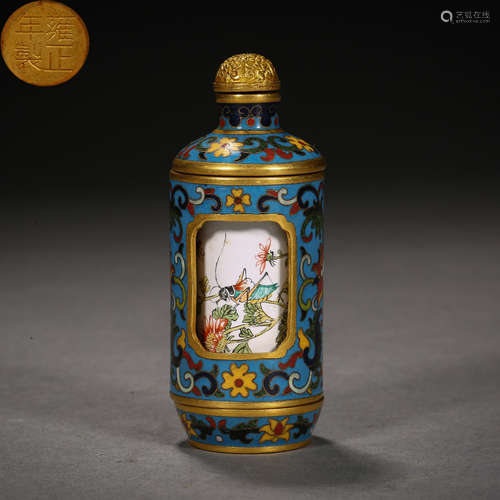 Qing Dynasty of China,Cloisonne Turn Heart Snuff Bottle