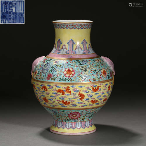 Qing Dynasty of China,Multicolored Baifu Binaural Vessel